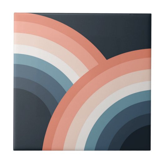 Kleurrijke regenboog met dubbele retro-stijl tegeltje (Voorkant)