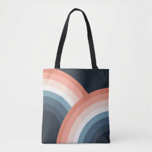 Kleurrijke regenboog met dubbele retro-stijl tote bag