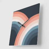 Kleurrijke regenboog met dubbele retro-stijl vierkante klok (Hoek)