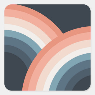 Kleurrijke regenboog met dubbele retro-stijl vierkante sticker