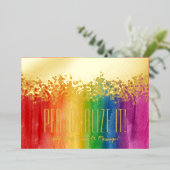 Kleurrijke regenboog met goudflens Glitzy Border K Folie Feestdagenkaart (Staand Voorkant)