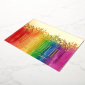 Kleurrijke regenboog met goudflens Glitzy Border K Folie Feestdagenkaart (Gedraaid)