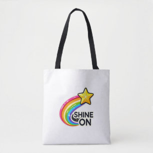 Kleurrijke regenboog met ster tote bag
