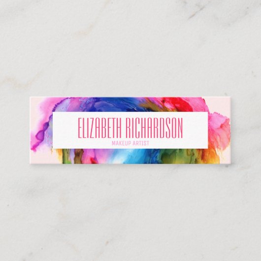 Kleurrijke Regenboog Modern Trendy Abstract Levend Mini Visitekaartje (Voorkant)