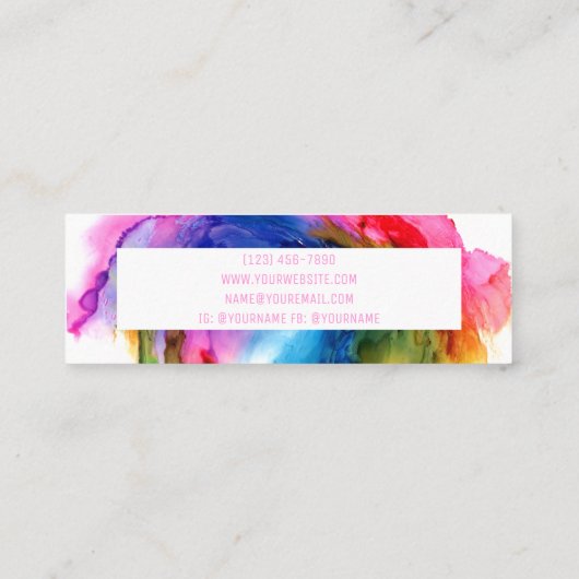 Kleurrijke Regenboog Modern Trendy Abstract Levend Mini Visitekaartje (Achterkant)
