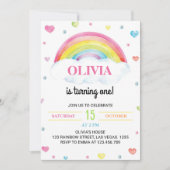 Kleurrijke Regenboog Moderne 1e Verjaardag Uitnodi Kaart (Voorkant)