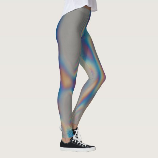 Kleurrijke regenboog moiré reflectie leggings (Rechts)