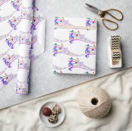 Kleurrijke Regenboog Musical Notes Cadeaupapier