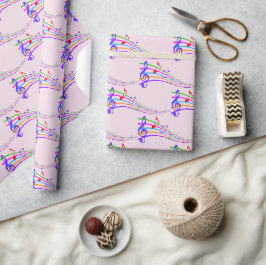 Kleurrijke Regenboog Musical Notes Cadeaupapier