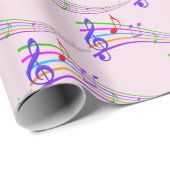 Kleurrijke Regenboog Musical Notes Cadeaupapier (Rol Hoek)