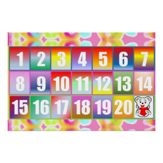 Kleurrijke Regenboog Nummers Poster 1–20 met Knuff
