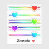 Kleurrijke Regenboog Ombre Hart Lijnen Kleine Vorm Sticker (Vel)