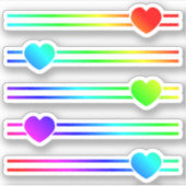Kleurrijke Regenboog Ombre Hart Lijnen Kleine Vorm Sticker (Voorkant)