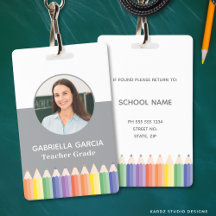 Kleurrijke Regenboog Onderwijs ID-badge met foto