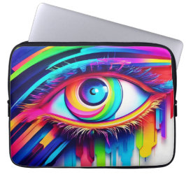 Kleurrijke Regenboog Oog Kunstwerk Laptop Sleeve