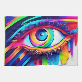 Kleurrijke Regenboog Oog Kunstwerk Theedoek