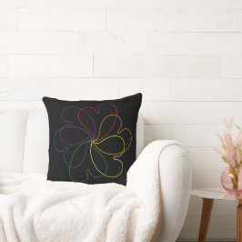 Kleurrijke regenboog op Black Chic hars flower Kussen
