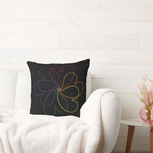 Kleurrijke regenboog op Black Chic hars flower Kussen (Bank)