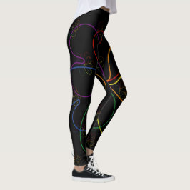 Kleurrijke regenboog op Black Chic hars flower Leggings