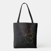 Kleurrijke regenboog op Black Chic hars flower Tote Bag (Achterkant)