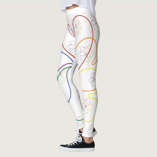 Kleurrijke regenboog op de White Chic hars flower Leggings (Links)