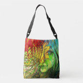 Kleurrijke Regenboog Originele Kunst Meisje  Crossbody Tas (Achterkant)