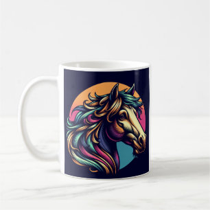 Kleurrijke regenboog paard hoofd koffie thee mok c
