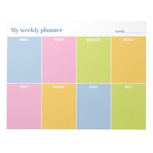 Kleurrijke Regenboog Pastel Aangepaste Weekplanner Notitieblok (Voorkant)