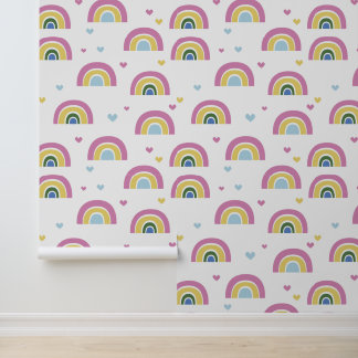 Kleurrijke Regenboog Pastel Patroon Peel & Stick Behang