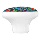 Kleurrijke regenboog Peacock Keramische Knop (Zijkant)