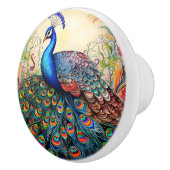 Kleurrijke regenboog Peacock Keramische Knop (Rechts)