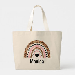 Kleurrijke Regenboog Persoonlijke Naam Boodschappe Grote Tote Bag