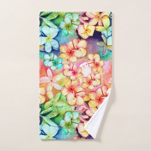 Kleurrijke Regenboog Plumeria Hawaii Badhanddoek S Bad Handdoek (Handdoek)