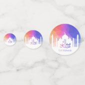 Kleurrijke Regenboog Polygonale Eid Moskee Confetti (Voorkanten)