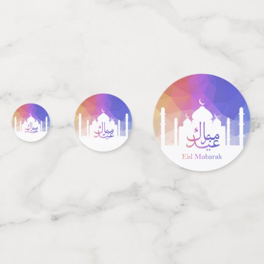 Kleurrijke Regenboog Polygonale Eid Moskee Confetti (Achterkanten)