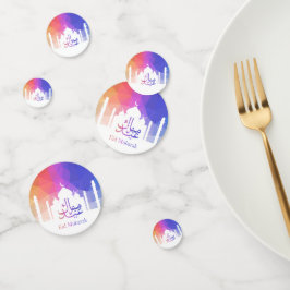 Kleurrijke Regenboog Polygonale Eid Moskee Confetti