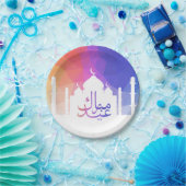 Kleurrijke Regenboog Polygonale Eid Moskee Papier  Papieren Bordje (Feest)
