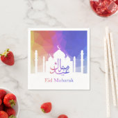 Kleurrijke Regenboog Polygonale Eid Moskee Papiere Servet (Insitu)