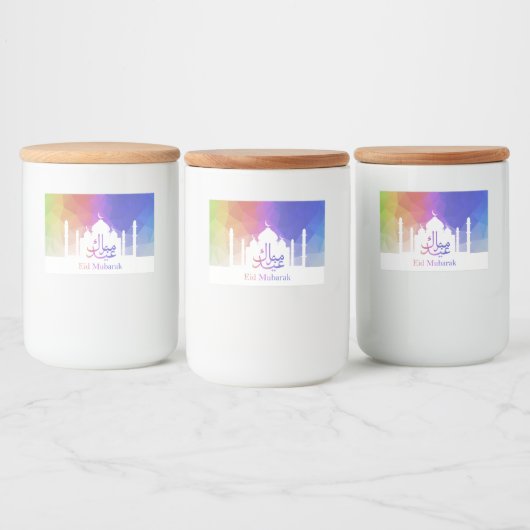 Kleurrijke regenboog Polygonale Oostermoskee - Eti Voedselcontainer Etiket (Flessen)