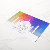 Kleurrijke regenboog Polygooneïde Mubarak-moskee Folie Feestdagenkaart (Gedraaid)