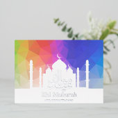 Kleurrijke regenboog Polygooneïde Mubarak-moskee Folie Feestdagenkaart (Staand Voorkant)