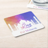 Kleurrijke regenboog Polygooneïde Mubarak-moskee Kartonnen Onderzetters (Schuin)
