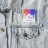 Kleurrijke regenboog Polygooneïde Mubarak-moskee Vierkante Button 5,1 Cm (In situ)