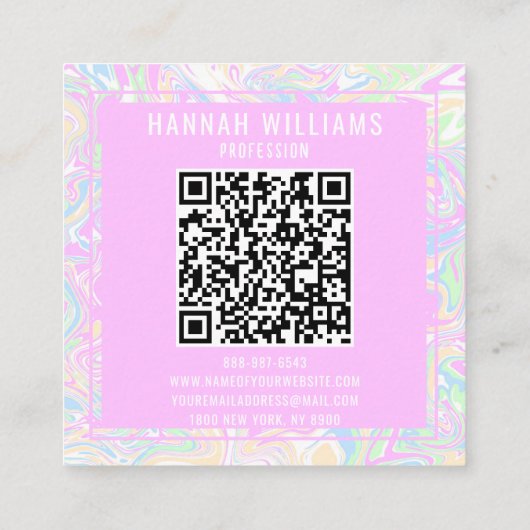 Kleurrijke Regenboog QR Code Vloeibare Moderne Mei Vierkante Visitekaartje (Achterkant)