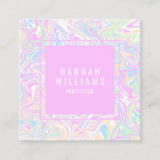 Kleurrijke Regenboog QR Code Vloeibare Moderne Mei Vierkante Visitekaartje (Voorkant)