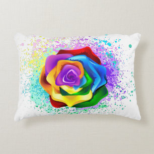 Kleurrijke Regenboog Roos Accent Kussen