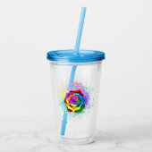 Kleurrijke Regenboog Roos Acryl Drinkbeker (Achterkant)
