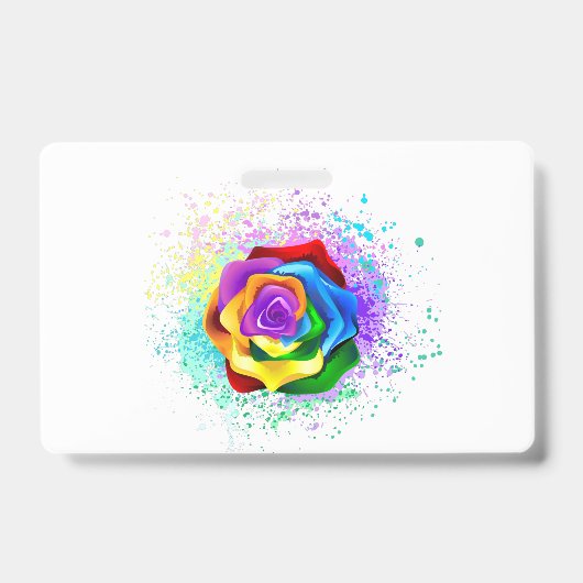 Kleurrijke Regenboog Roos Badge (Voorzijde)