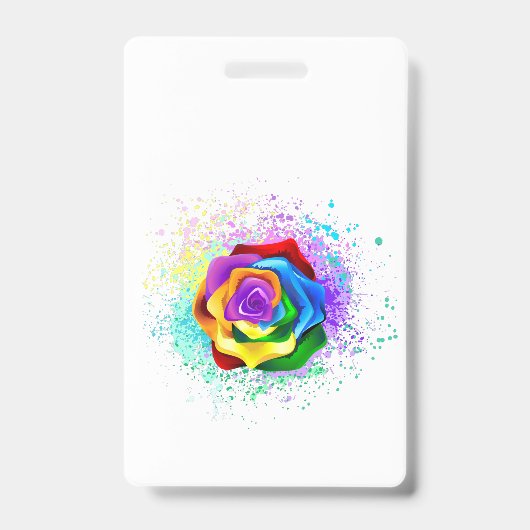Kleurrijke Regenboog Roos Badge (Voorzijde)