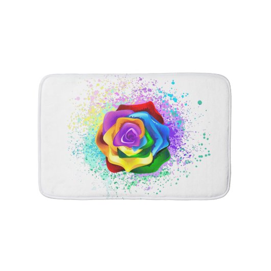 Kleurrijke Regenboog Roos Badmat (Voorkant)